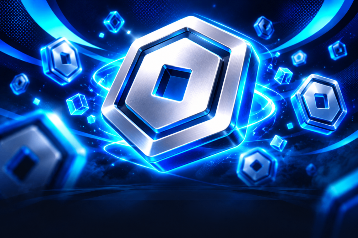 Moedas Robux com brilho azul